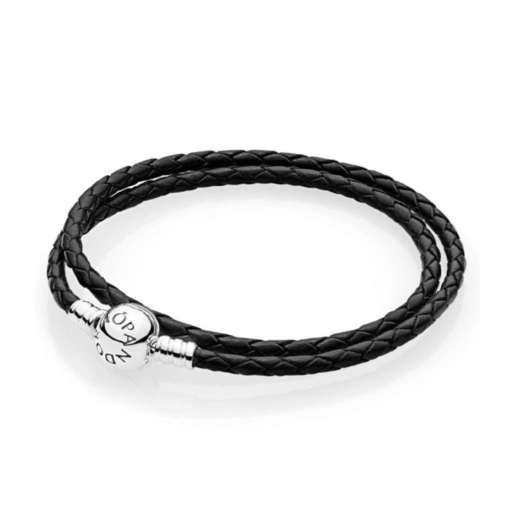 Bracciale Pandora Moments in pelle nero doppio