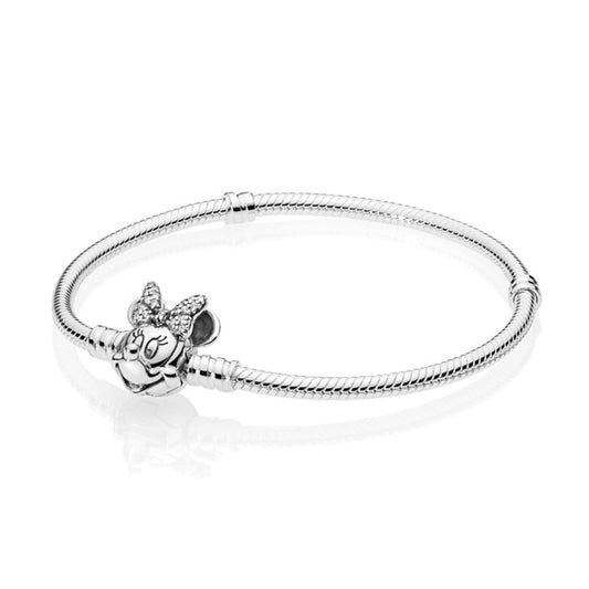 Disney, Bracciale Pandora Moments con maglia snake e chiusura con Minnie e pavé 597770CZ-1