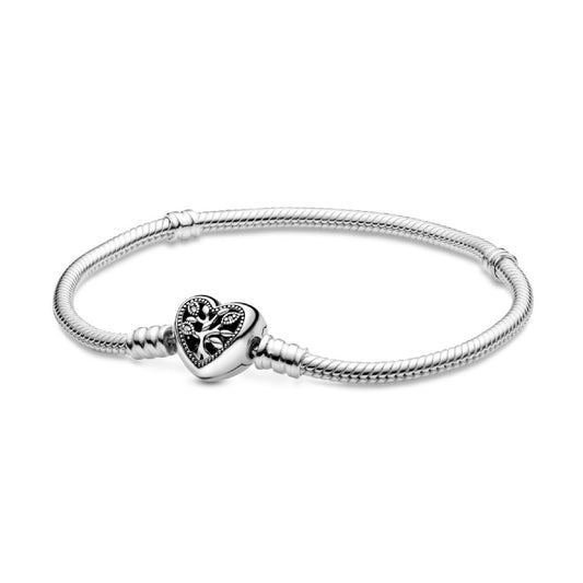 Bracciale Pandora Moments con maglia snake, chiusura a cuore e albero della vita 598827C01-1