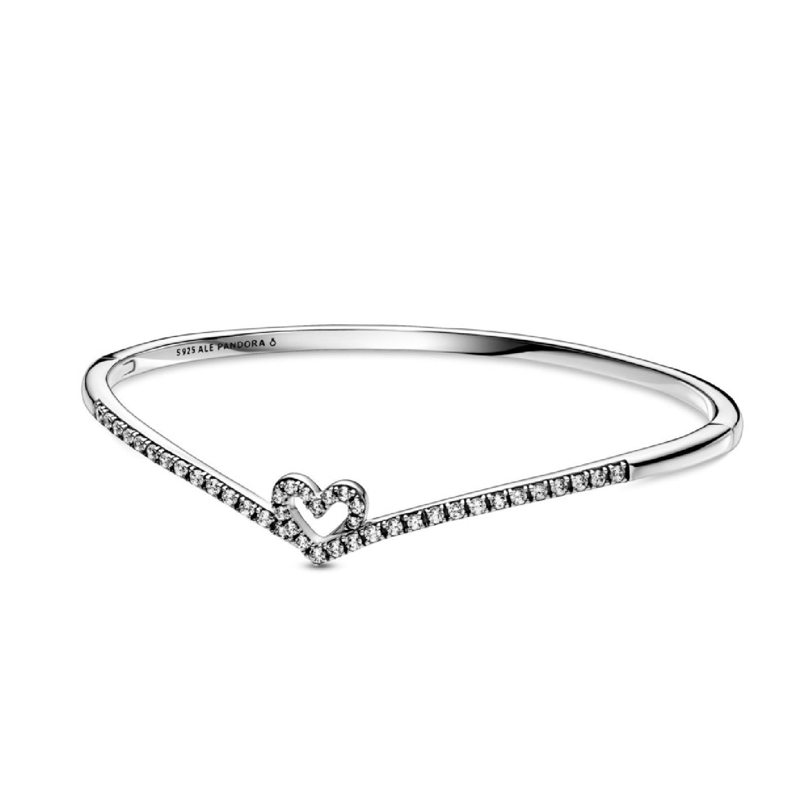 Bracciale rigido con cuore chevron scintillante 599297C01-1