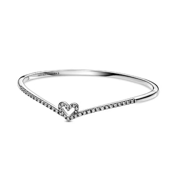 Bracciale rigido con cuore chevron scintillante 599297C01-1