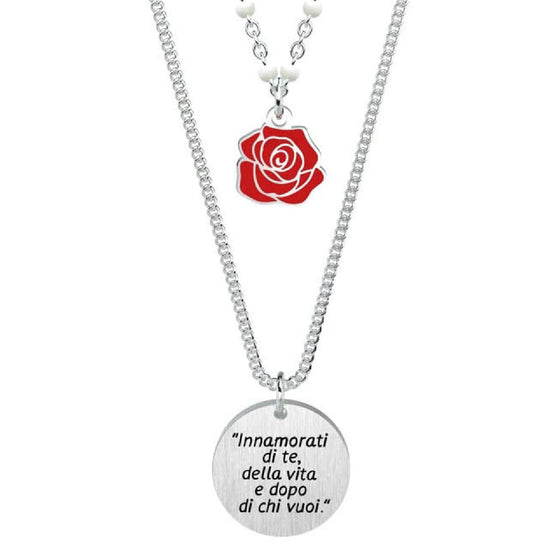 KIDULT Collana In Acciaio 316L Con Ciondolo Frida Kahlo - Cuori E Cristalli, Ipoallergenica, Regalo Significativo