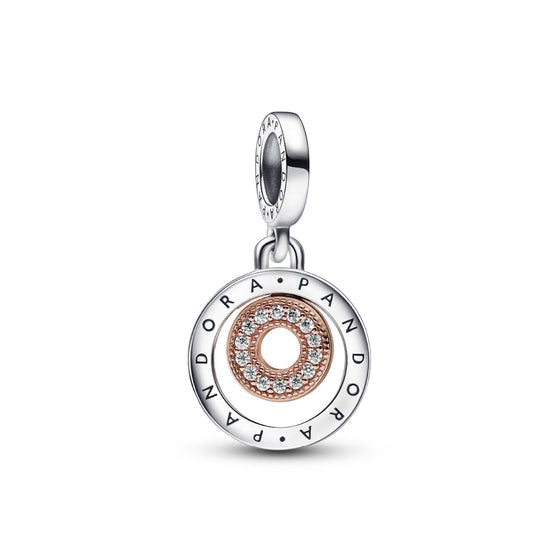 Charm Pendente Cerchi Bicolore, Logo e Pavé 782287C01-1