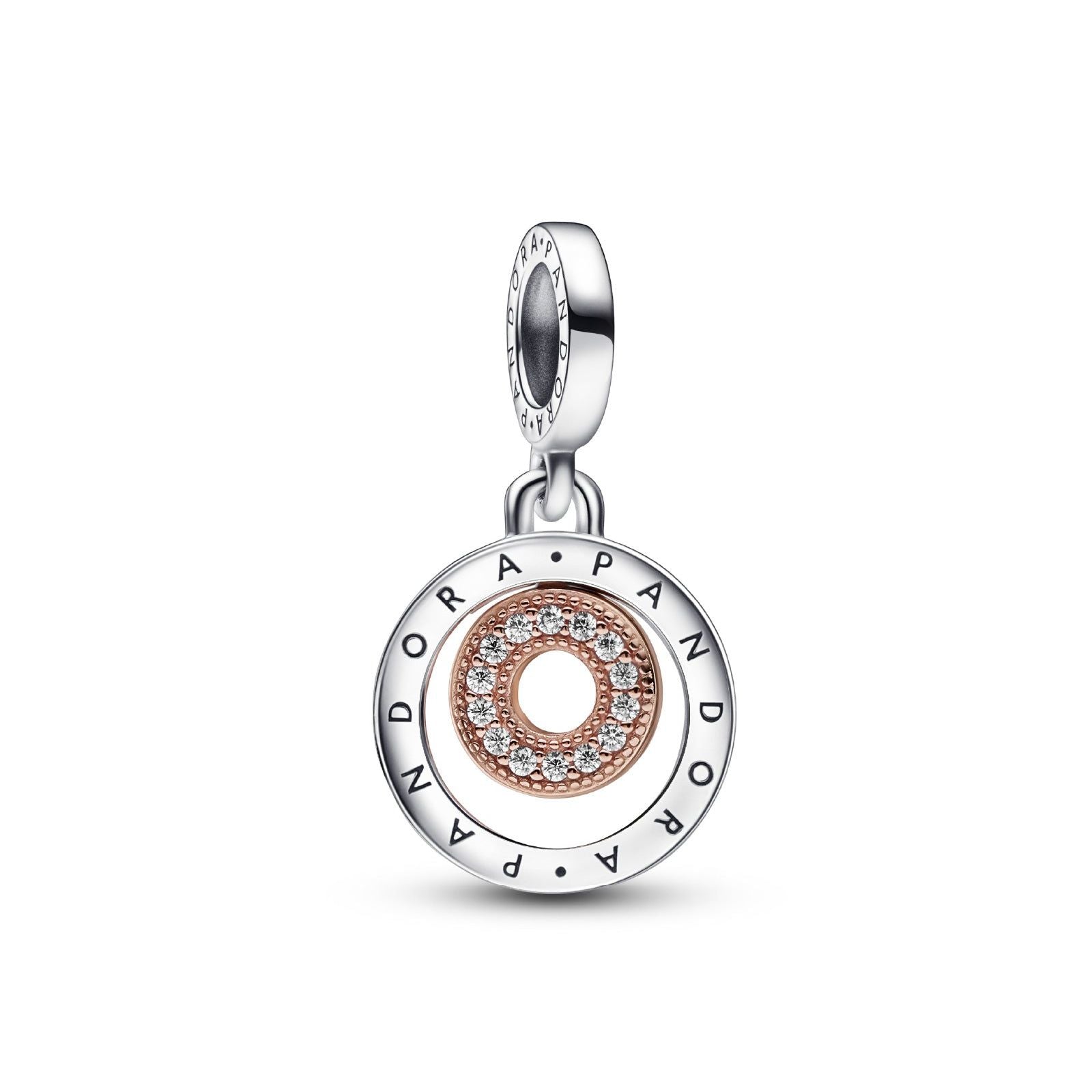 Charm Pendente Cerchi Bicolore, Logo e Pavé 782287C01-1