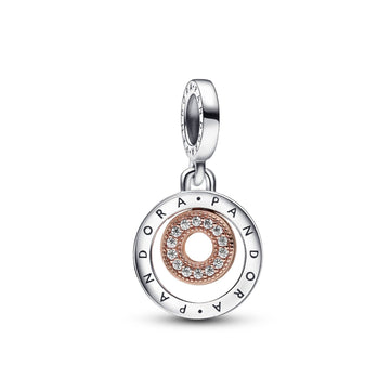 Charm Pendente Cerchi Bicolore, Logo e Pavé 782287C01-1