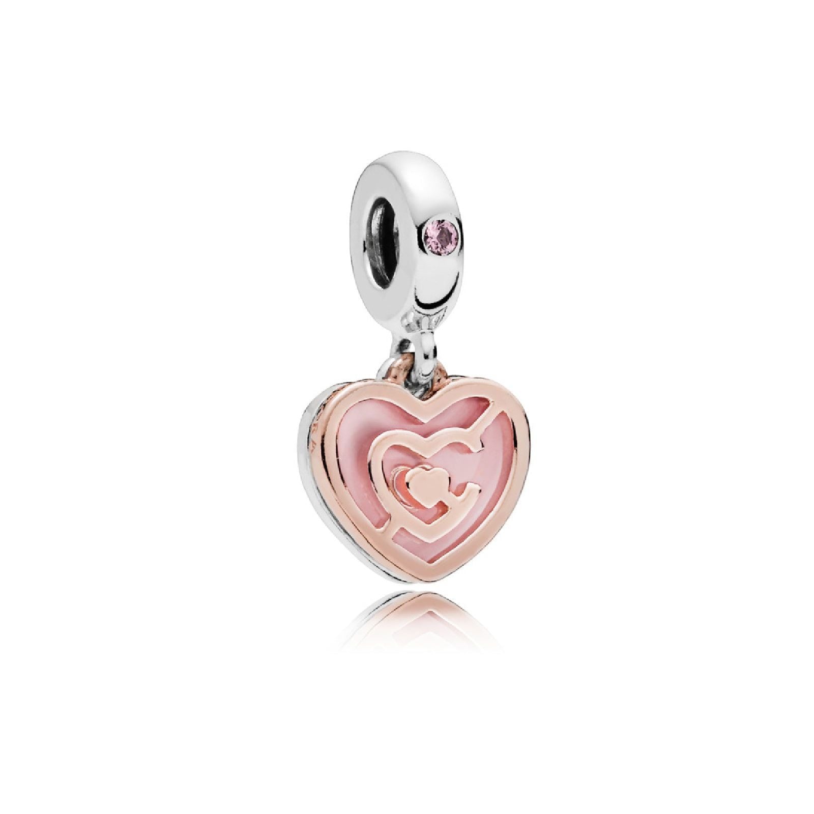 Charm pendente Labirinto di cuori rosa 787801NBP-1