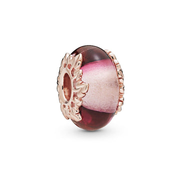 Charm Vetro di Murano Rosa con Foglie 788244-1