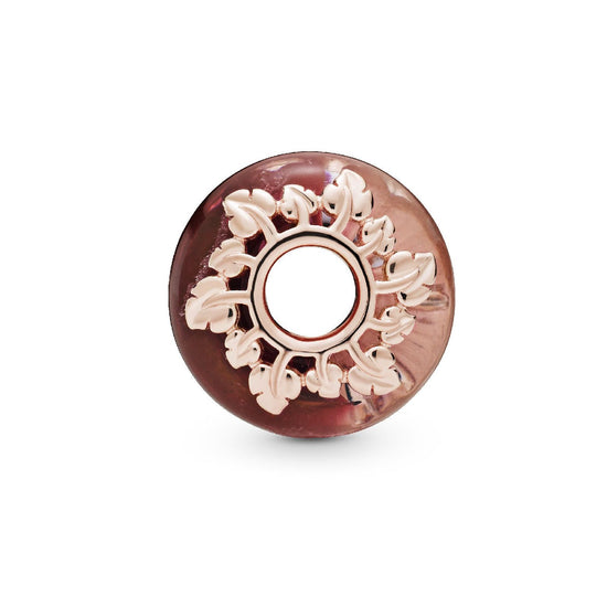 Charm Vetro di Murano Rosa con Foglie 788244-2