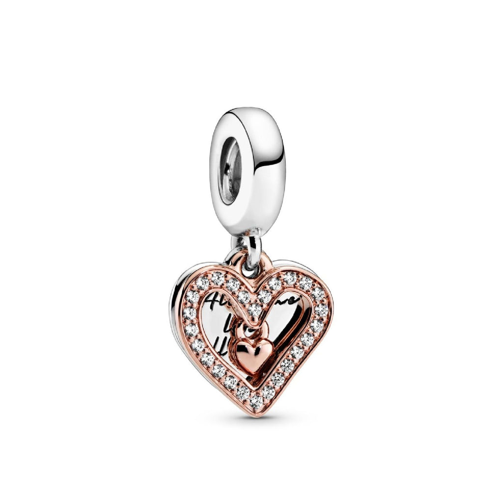 Charm pendente con cuore scintillante