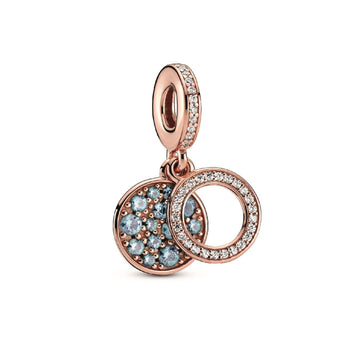 Charm pendente con doppio disco azzurro scintillante 789186C03-1