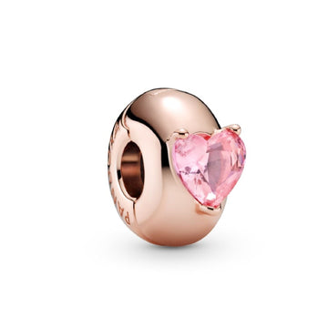 Clip con solitario a cuore rosa 789203C01-1