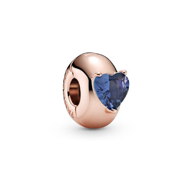 Clip con solitario a cuore blu 789203C02-1