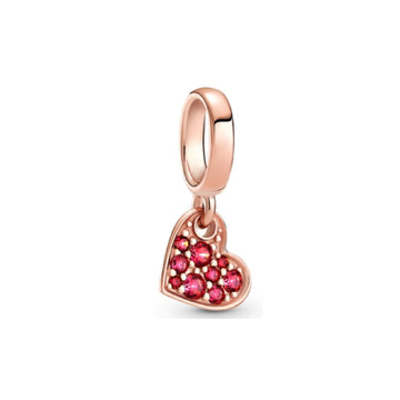 Charm pendente Cuore obliquo con pavé rosso 789404C02-1