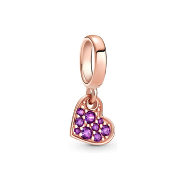 Charm pendente Cuore obliquo con pavé viola 789404C03-1