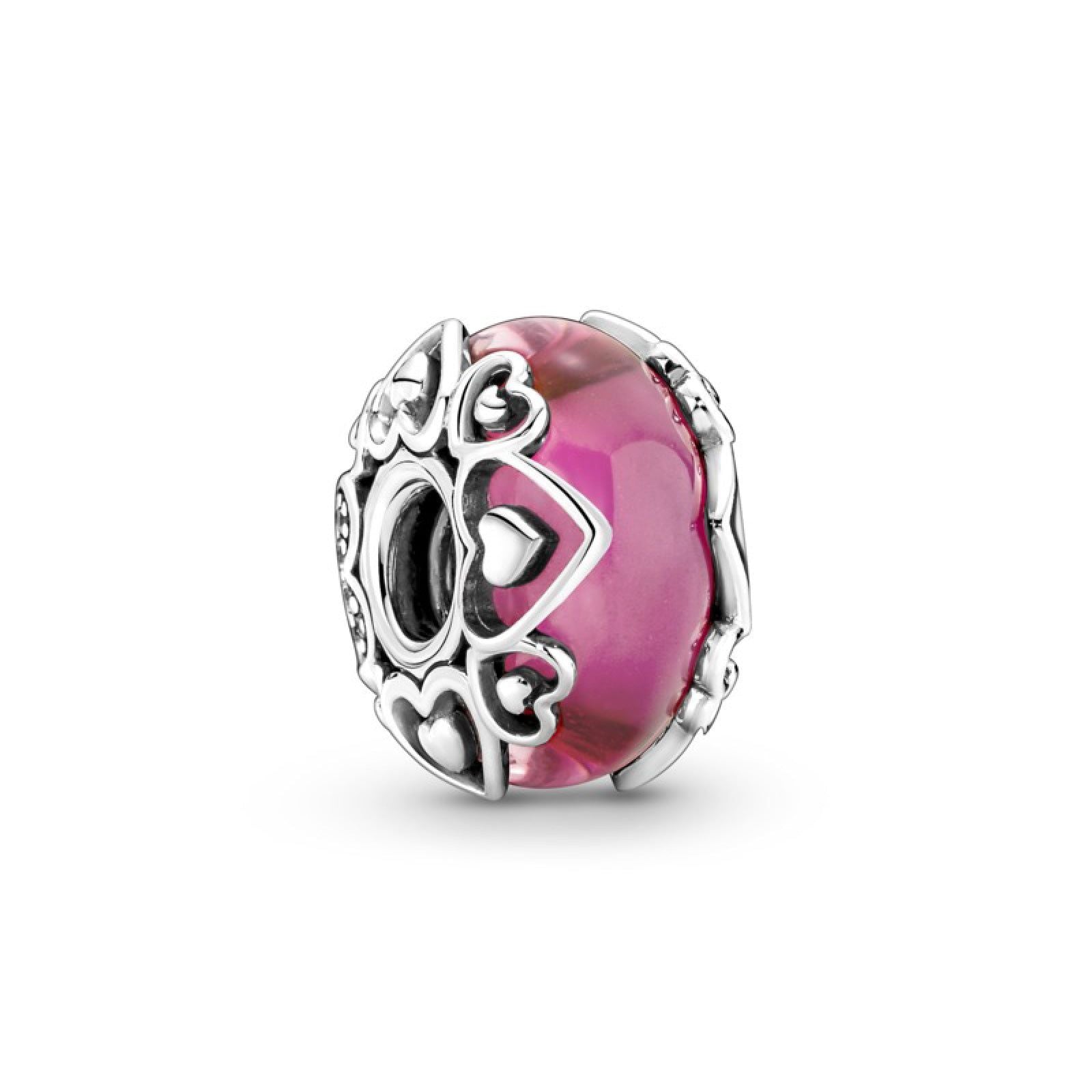 Charm Vetro di Murano Rosa con Cuori 791159C00-1