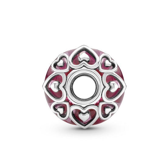 Charm Vetro di Murano Rosa con Cuori 791159C00-3