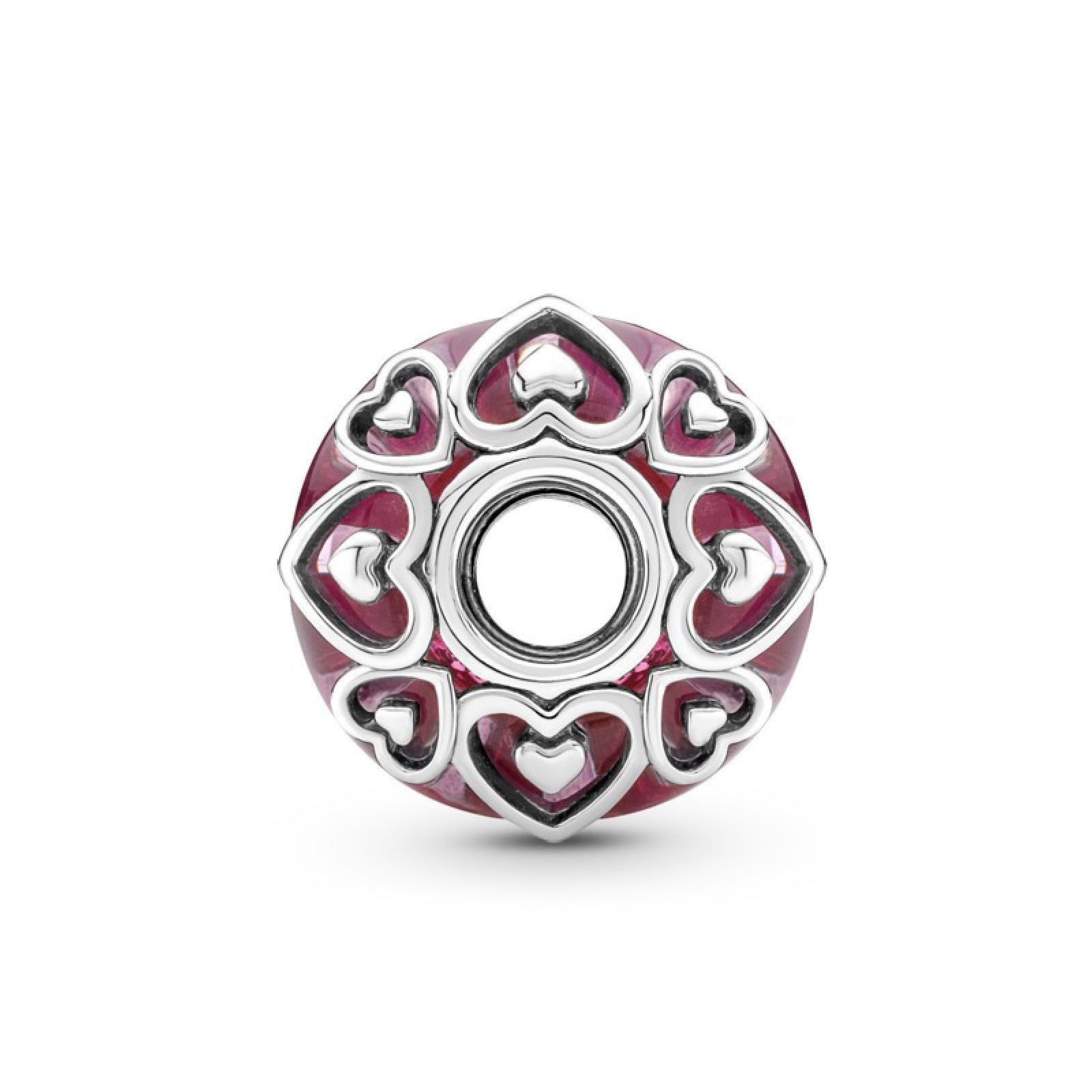 Charm Vetro di Murano Rosa con Cuori 791159C00-3