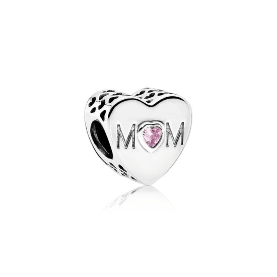 Charm a cuore rosa Mamma 791881PCZ-1