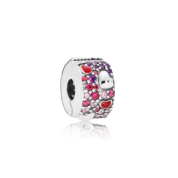 Clip Cuori asimmetrici con pavé 797838CZRMX-1