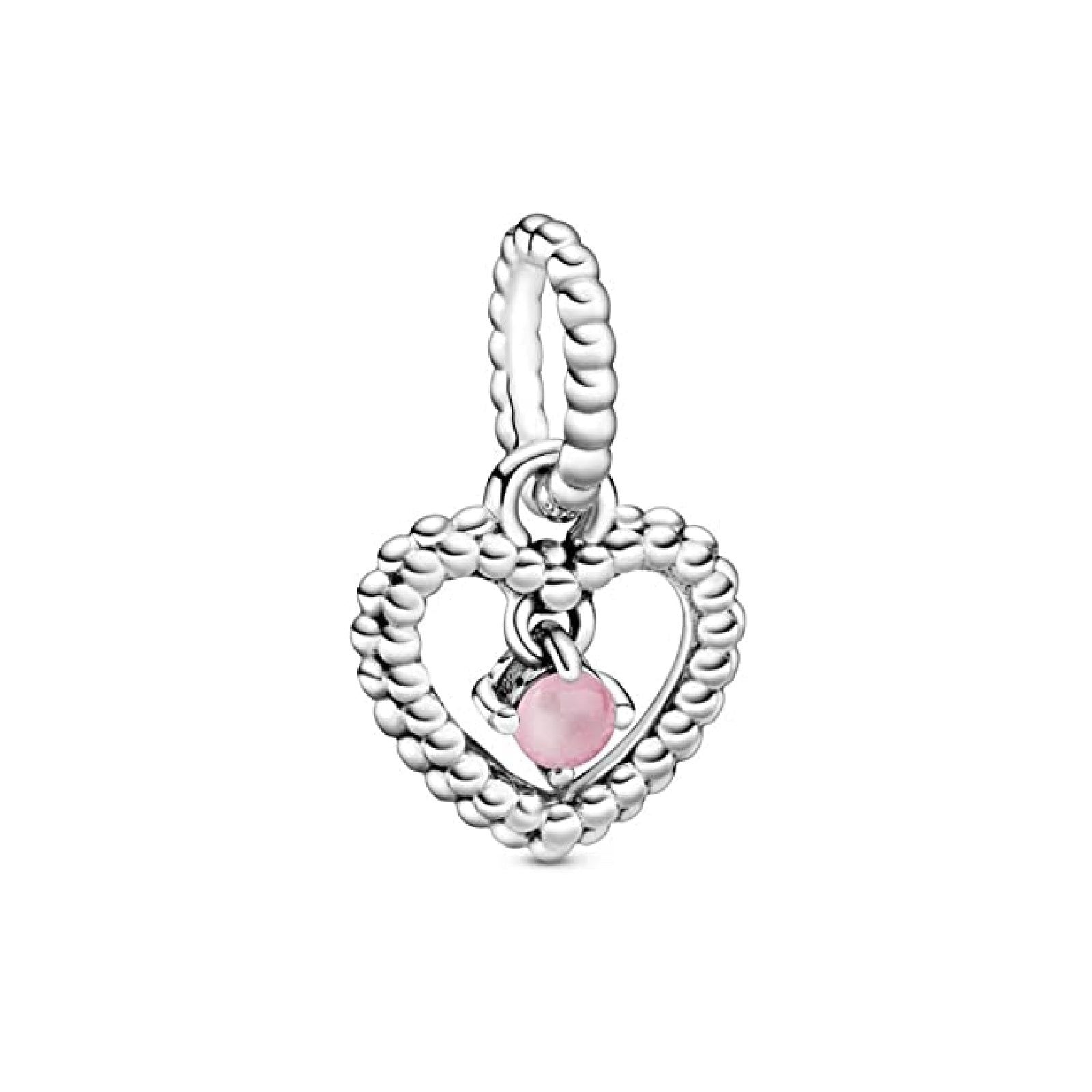 Charm pendente a cuore petalo rosa decorato con sfere Purely Pandora 798854C09-1