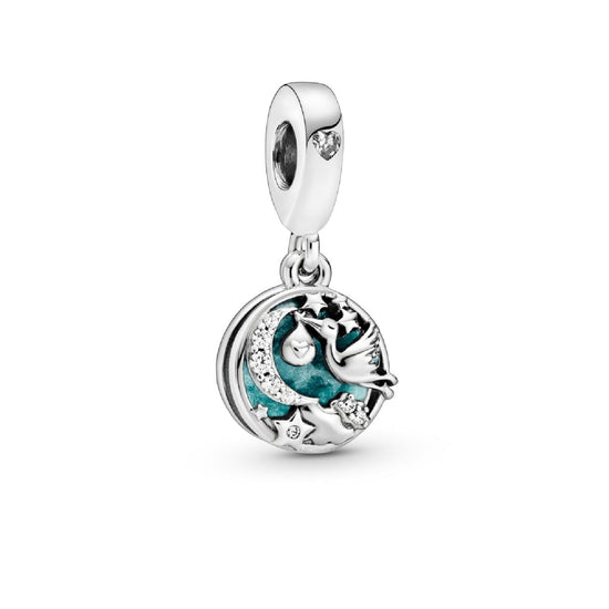 Charm pendente Cicogna e stelle scintillanti 798895C01-1