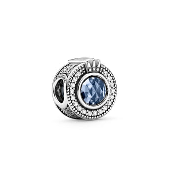 Charm blu con O coronata scintillante 799058C01-1