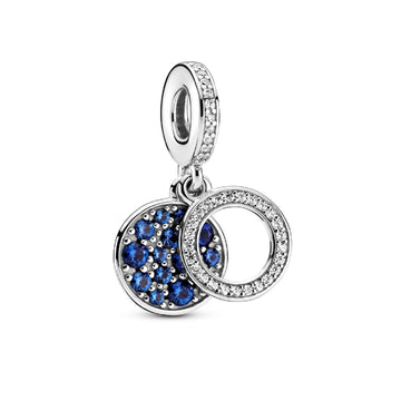 Charm pendente doppio con disco blu scintillante 799186C01-1