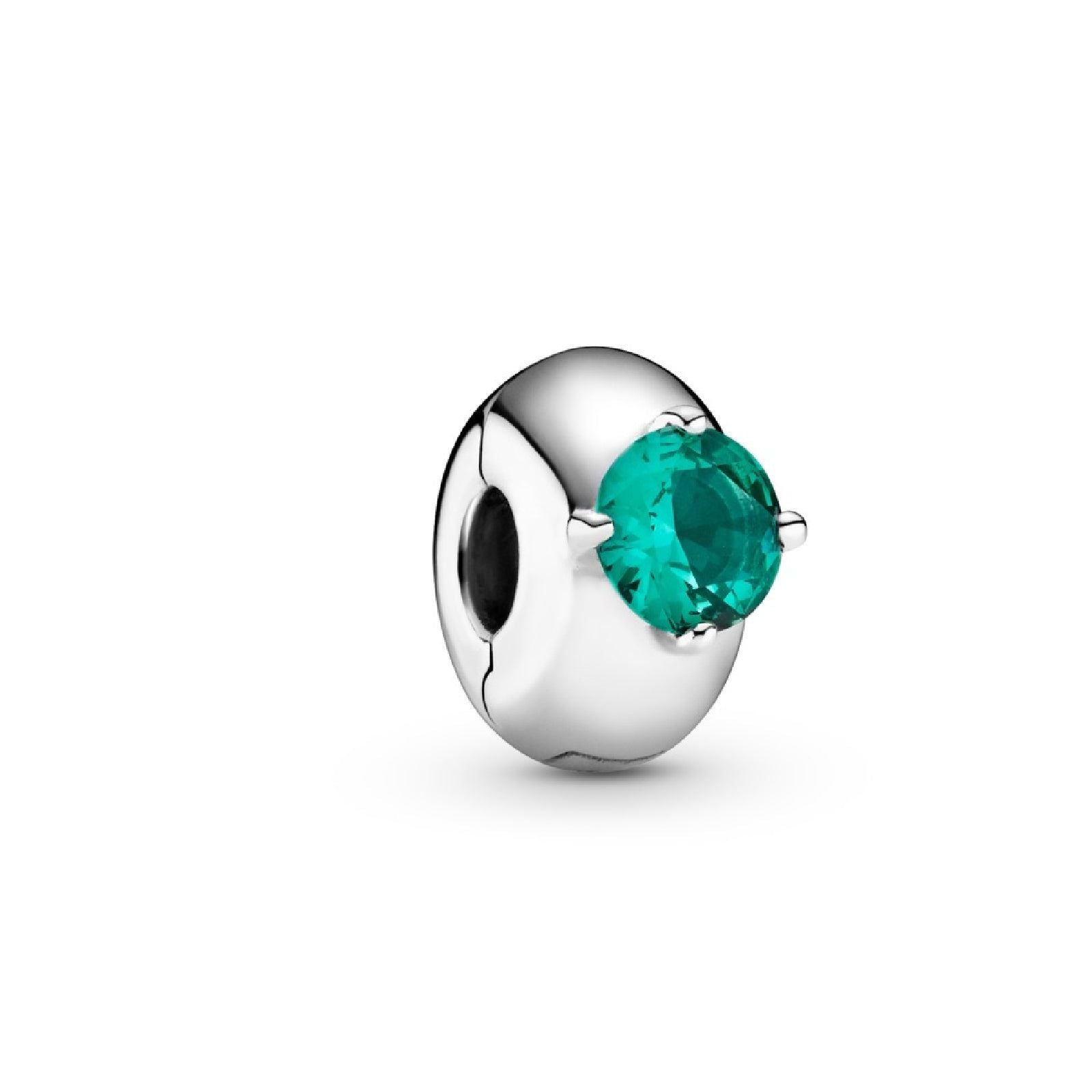 Clip con solitario rotondo verde 799204C03-1