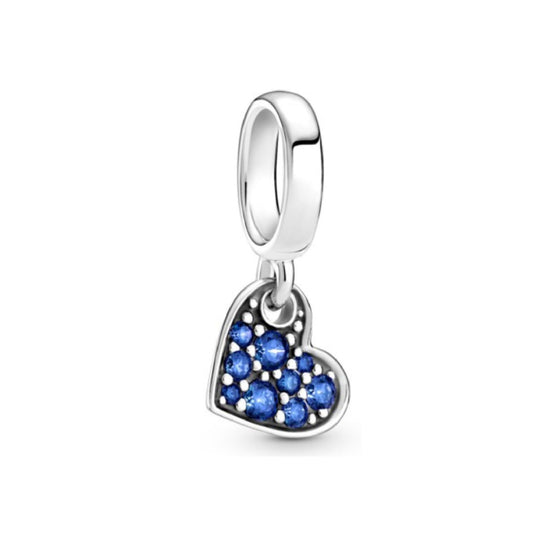 Charm pendente Cuore obliquo con pavé blu 799404C01-1