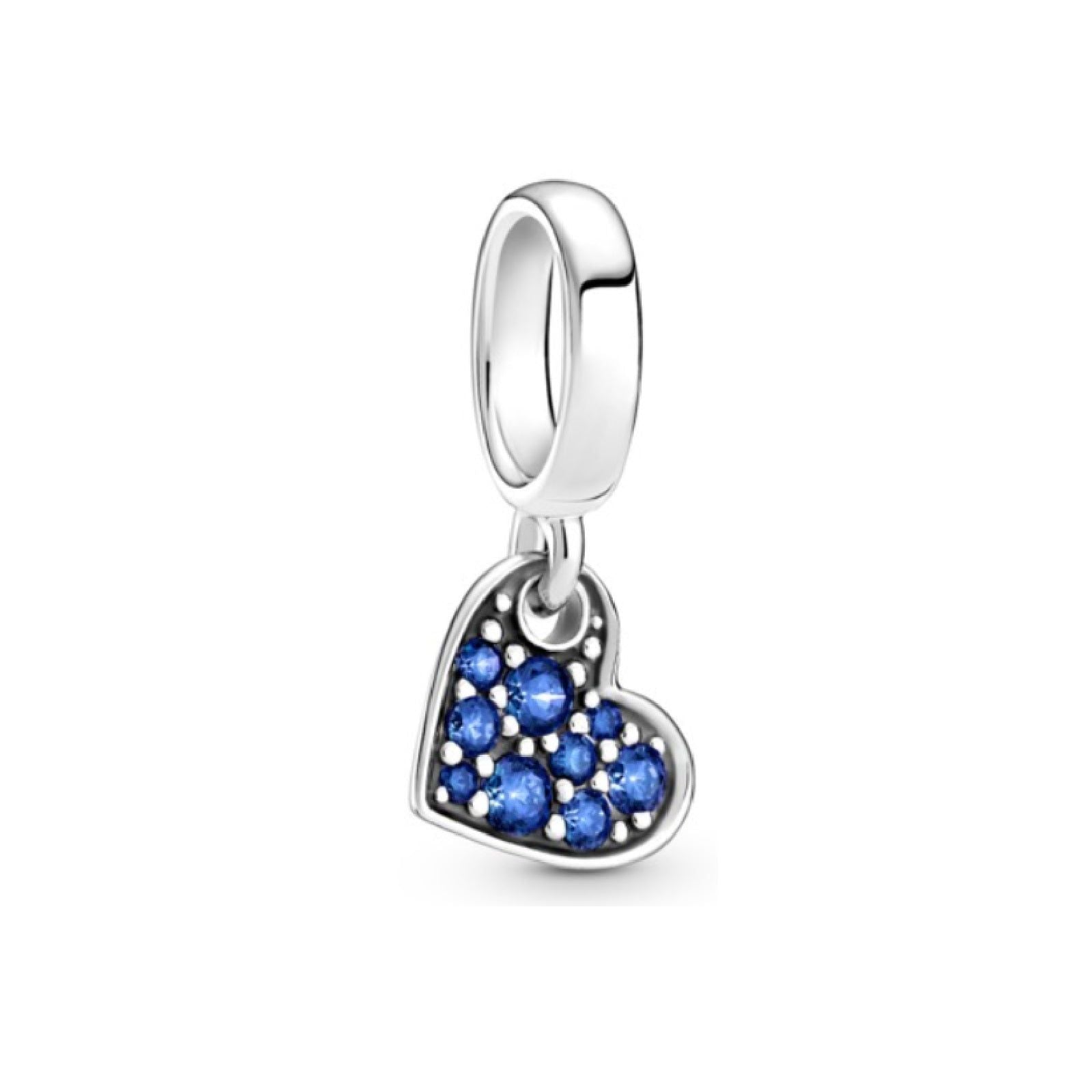 Charm pendente Cuore obliquo con pavé blu 799404C01-1