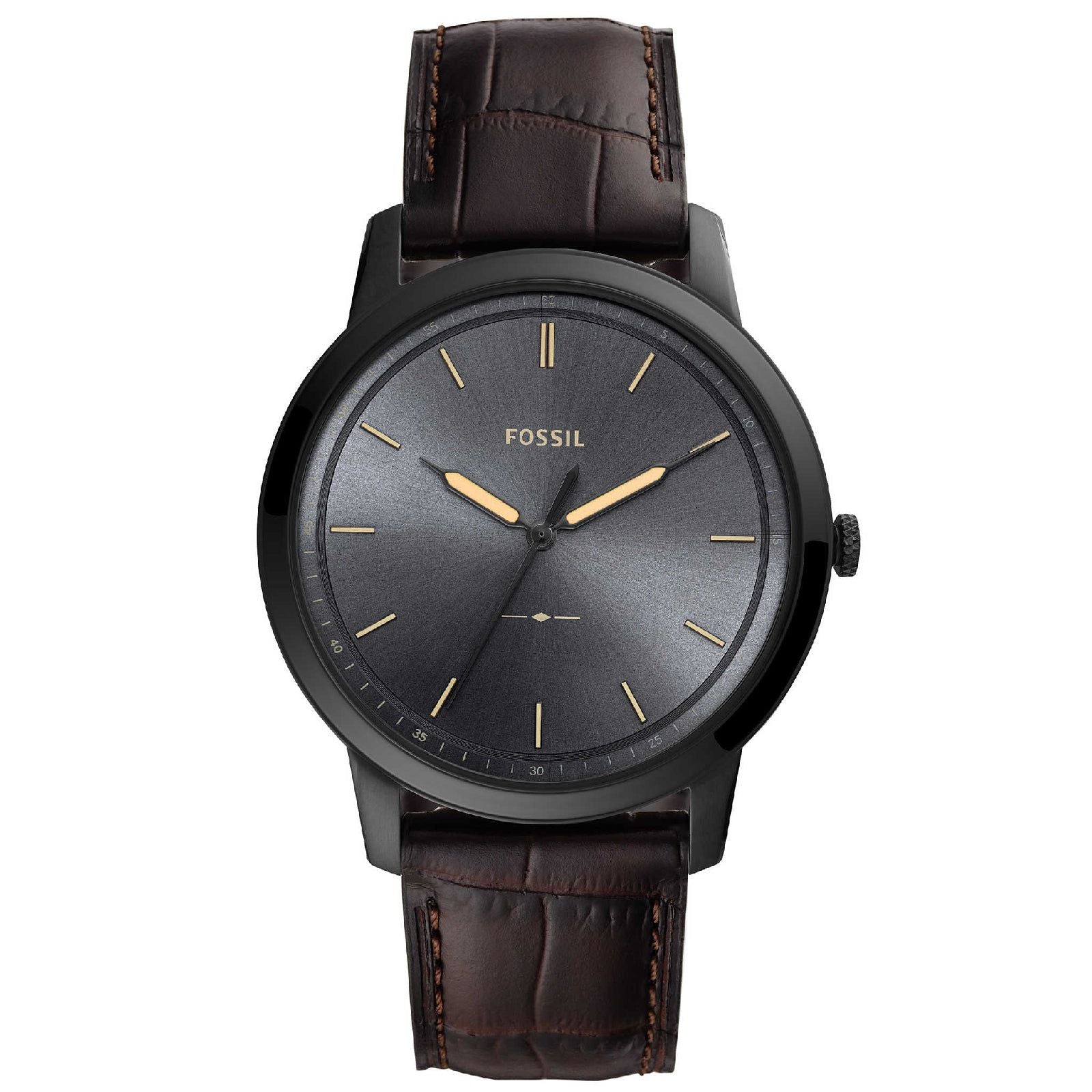 Fossil Raquel ES5470 – Orologio Donna In Acciaio Inox Con Cinturino Pelle Nera, Cassa Rettangolare Oro