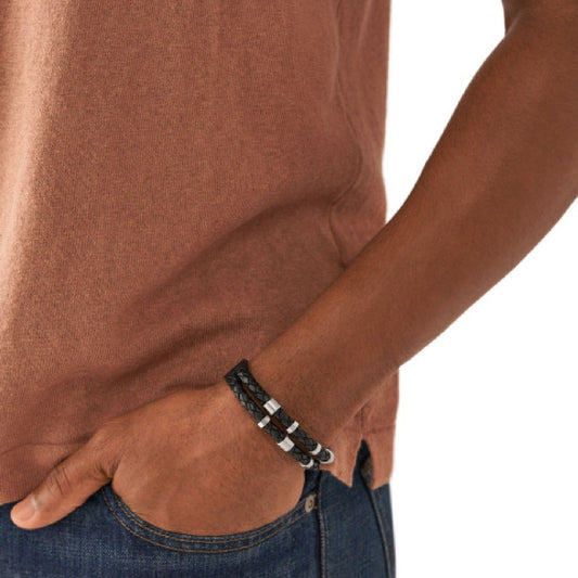 Bracciale Fossil Leather Essentials da uomo JF04473040-2