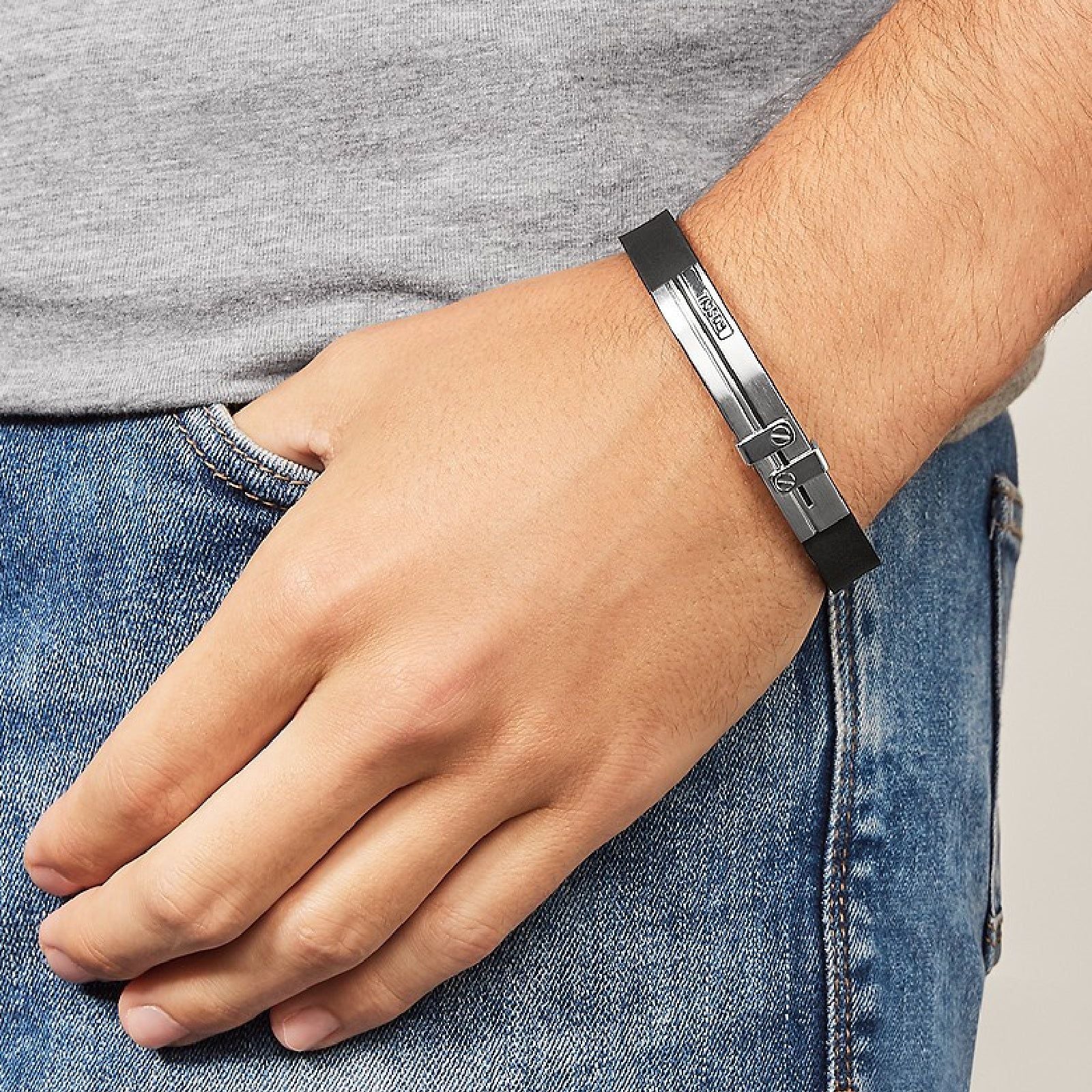 Fossil Bracciale da Donna in Acciaio Inossidabile con Perline Blu