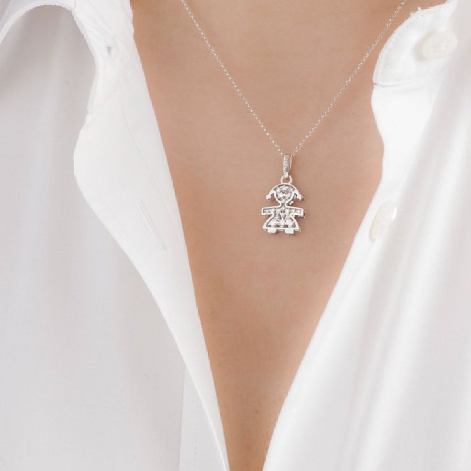 Collana leBebé I Pavè da donna in oro bianco LBB026-2